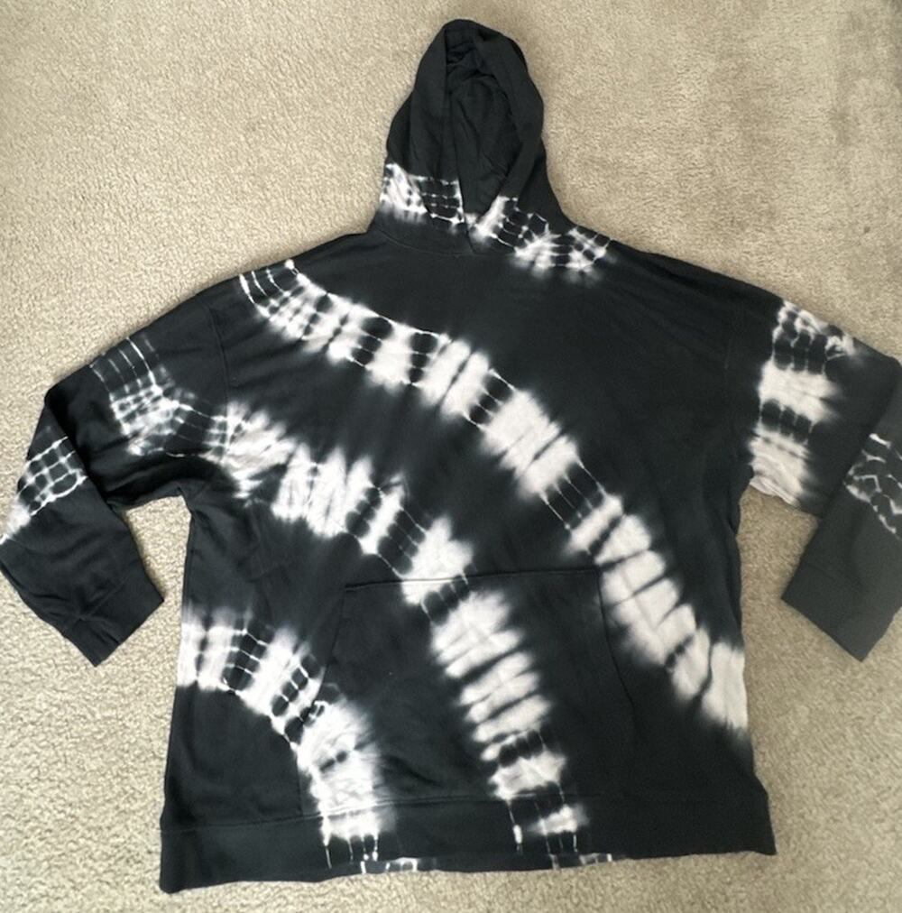 No Boundaries Tie Dye Hoodie Black White Pullover Fleece Kangaroo Pocket 2XL NEW